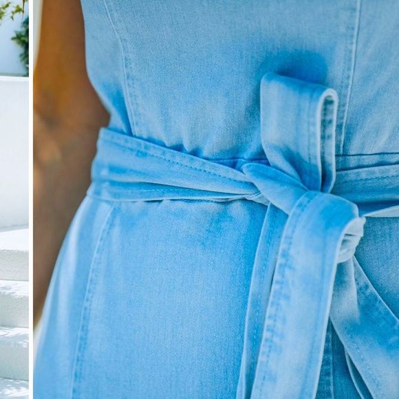 🆕NWT”DENIM BY JEALOUS TOMATO”PEPLUM SWEETHEART SLEEVELESS DRESS SZ L *SOLD OUT* - Picture 3 of 8